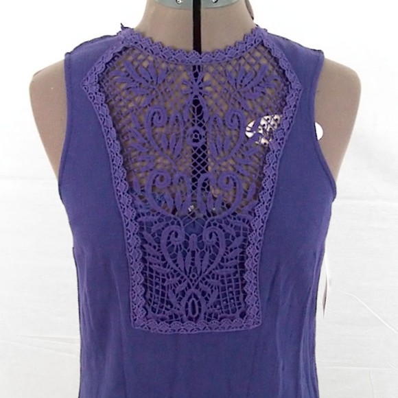 Free People Purple Mini Dress w/ lace front - Picture 2 of 8